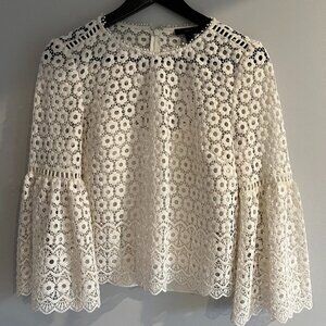 J. Crew White Bell-Sleeve Blouse Size 0